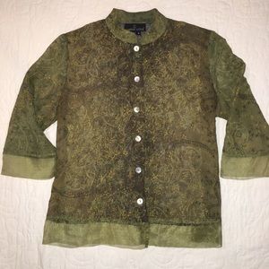 Carol Little size 6 green lightweight blouse